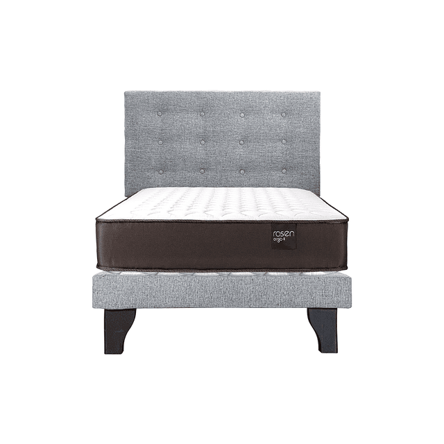 Cama Rosen New Ergo-T 1.5 plazas + Base + Respaldo polonia Gris