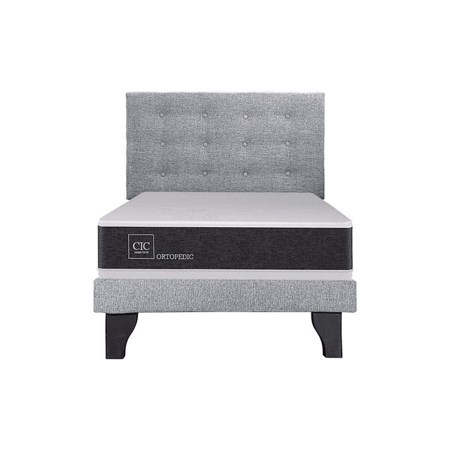 Cama CIC Ortopedic 1.5 plazas + Base + Respaldo polonia Gris