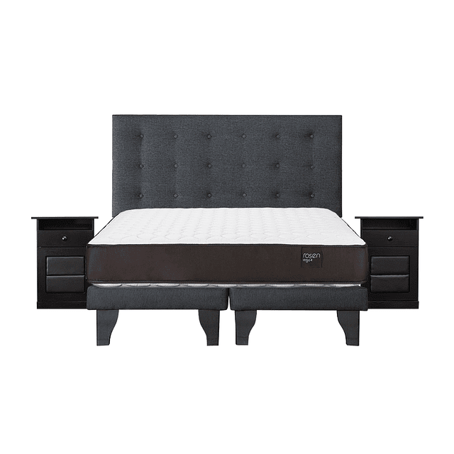 Cama Rosen Ergo T 2 plazas + Base + Conjunto Polonia Grafito