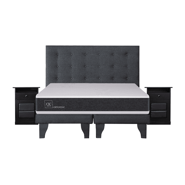 Cama CIC Ortopedic 2 plazas + Bases + Conjunto Polonia Grafito