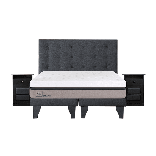 Cama CIC Balance 2 plazas + Bases + Conjunto Polonia Grafito