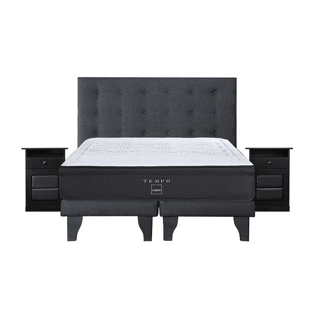 Cama Rosen Tempo 2 plazas + Bases + Conjunto Polonia Grafito 