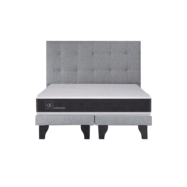 Cama CIC Ortopedic 2 plazas + Base + Respaldo Design Gris