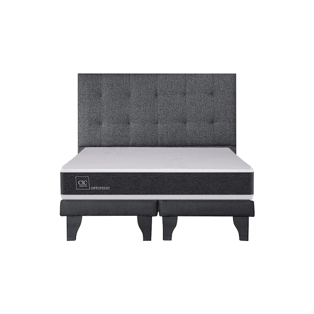 Cama CIC Ortopedic 2 plazas + Base + Respaldo Design Grafito