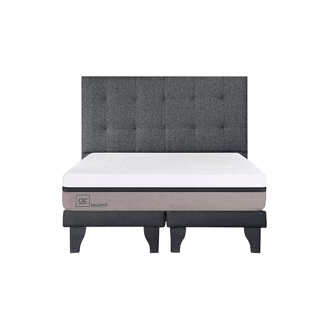 Cama CIC Balance 2 Plazas + Bases + Respaldo Design Grafito
