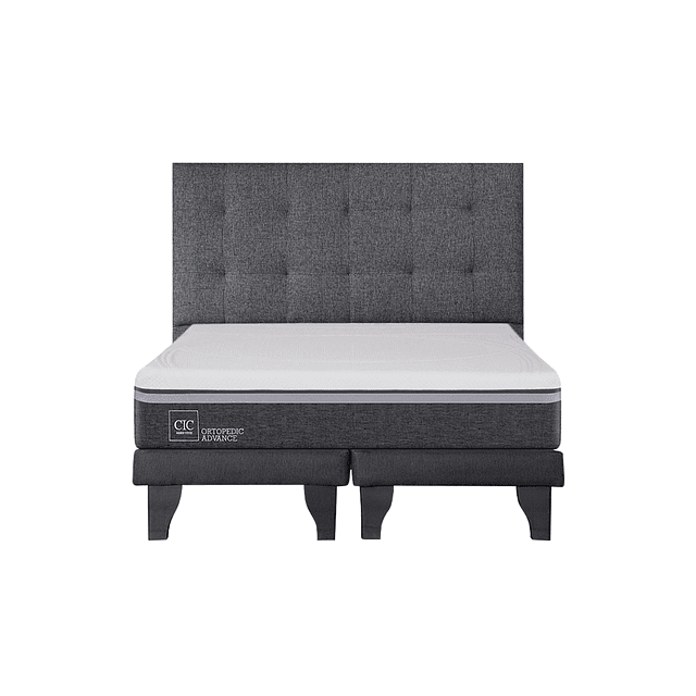Cama CIC Ortopedic Advance King + Base + Respaldo Design Grafito