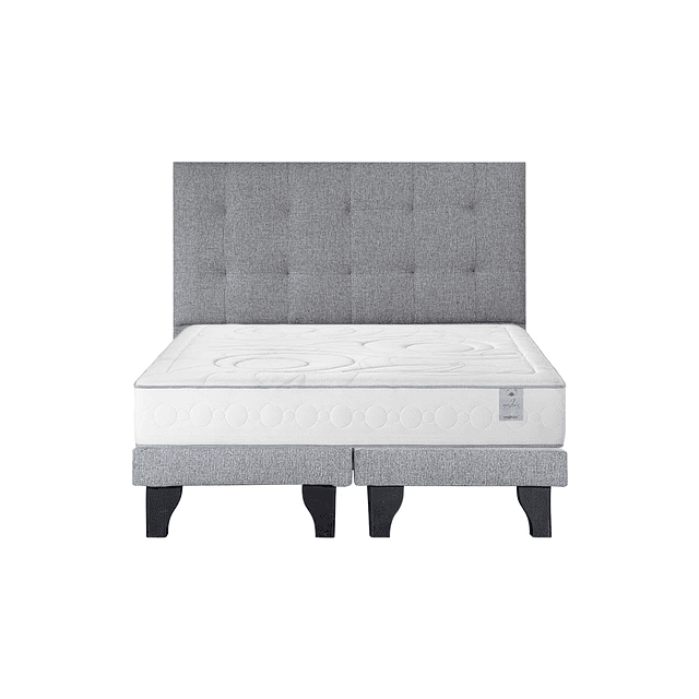 Cama Rosen Nabis+ 2 plazas + Base + Respaldo Design Gris