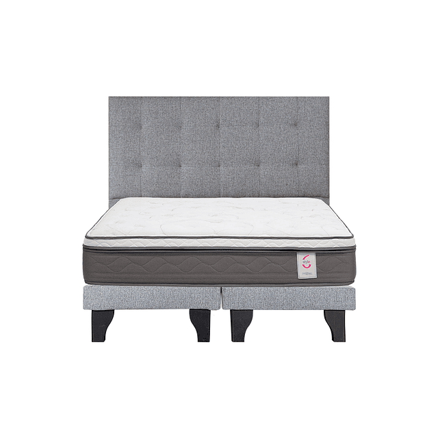 Cama Rosen Style 6 2 plazas + Base + Respaldo Design Gris