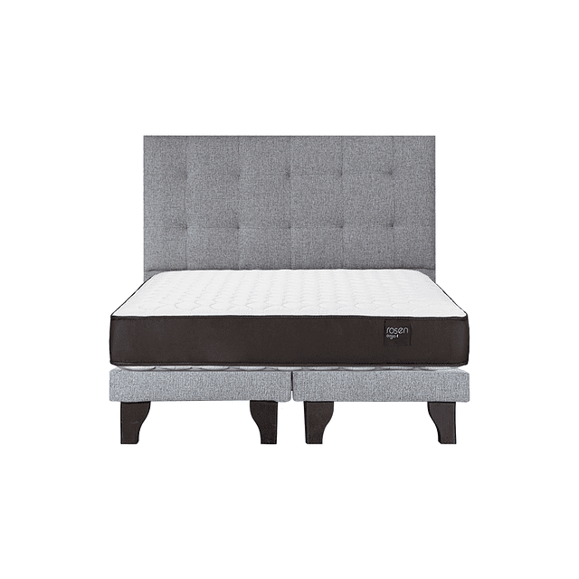Cama Rosen Ergo T 2 plazas + Base + Respaldo Design Gris 