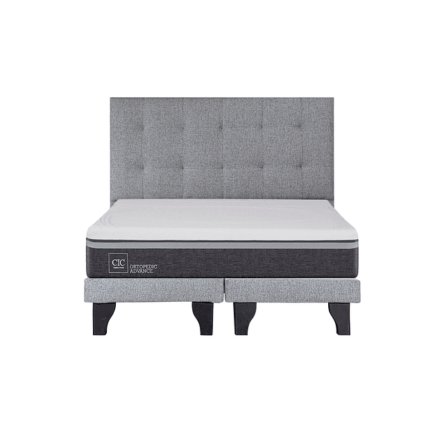 Cama CIC Ortopedic Advance 2 plazas + Base + Respaldo Design Gris
