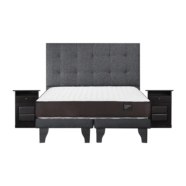 Cama Rosen Ergo T 2 plazas + Base + Conjunto Design Grafito