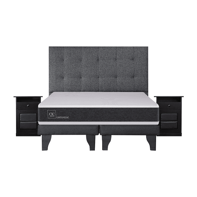 Cama CIC Ortopedic 2 plazas + bases + Conjunto Design Grafito