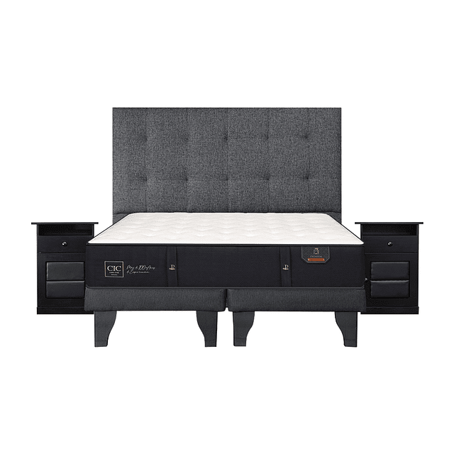 Cama CIC Premium 2 plazas + Bases + conjunto Design Grafito