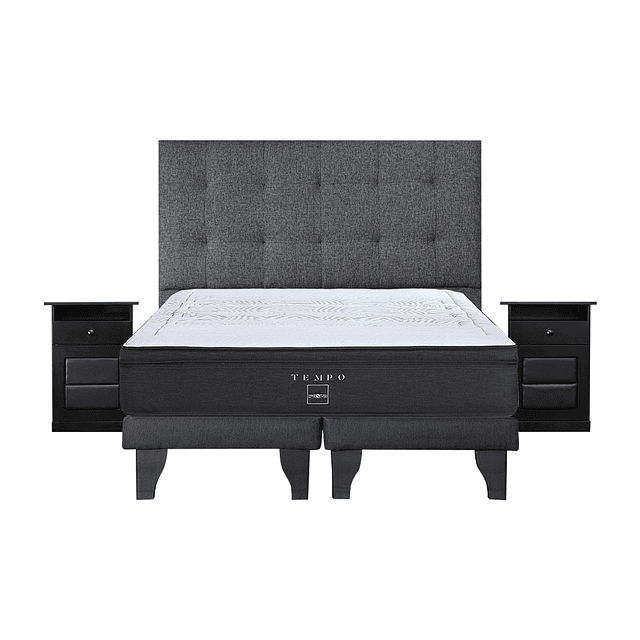 Cama Rosen Tempo 2 plazas + bases + conjunto Design grafito