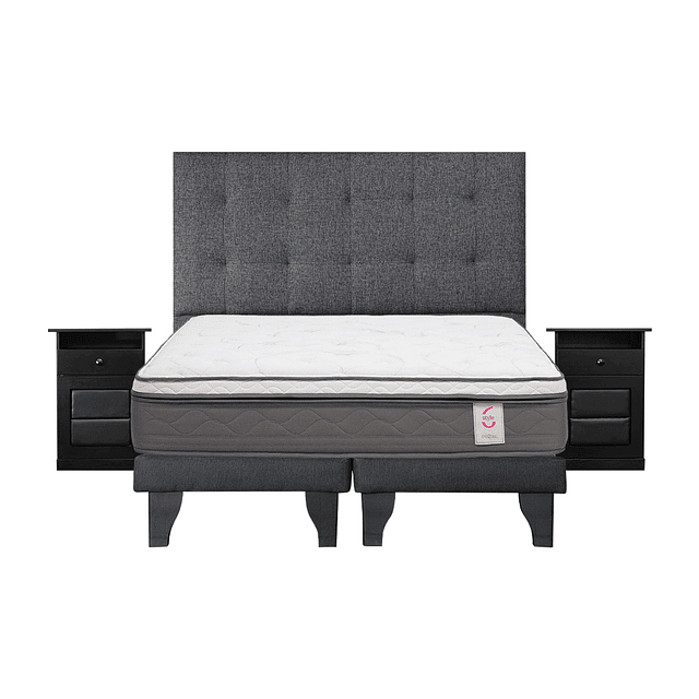 Cama Rosen New style 6 2 plazas + Bases + conjunto Design Grafito