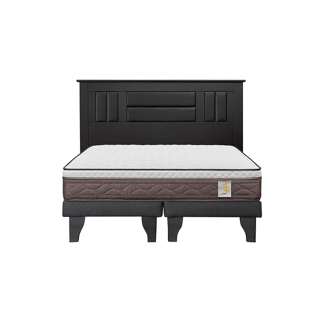 Cama Rosen New Style 4 Plus 2 plazas + Bases + Respaldo Lorraine Black