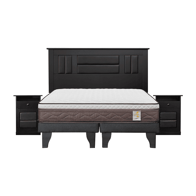 Cama Rosen New Style 4 Plus 2 plazas + Bases + Set Lorraine Black