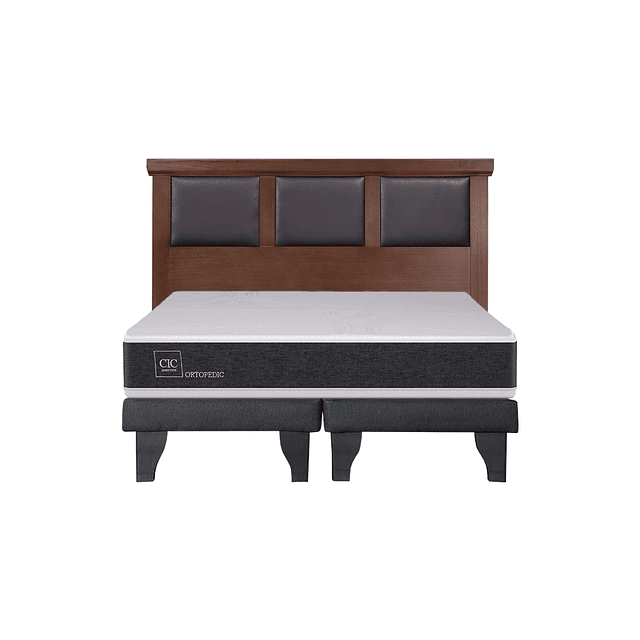 Cama CIC Ortopedic 2 plazas + Bases + Respaldo Torino Chocolate