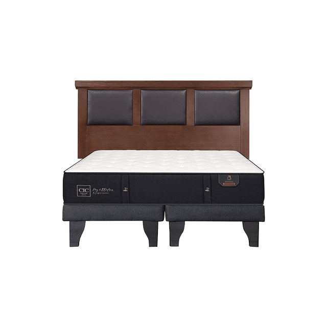 Cama CIC Premium 2 plazas + Bases + Respaldo Torino Chocolate
