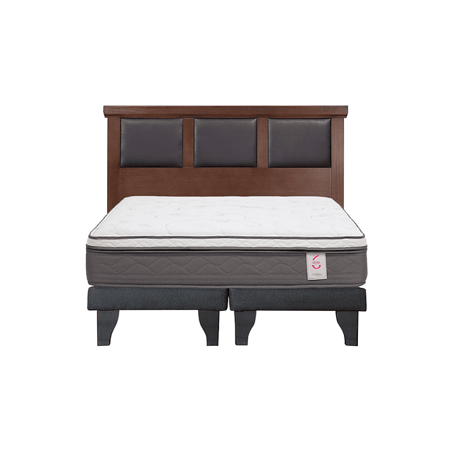 Cama Rosen Style 6 2 plazas + Bases + Respaldo Torino Chocolate