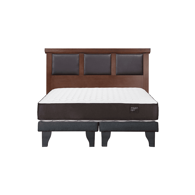 Cama Rosen Ergo T 2 plazas + Bases + Respaldo Torino Chocolate