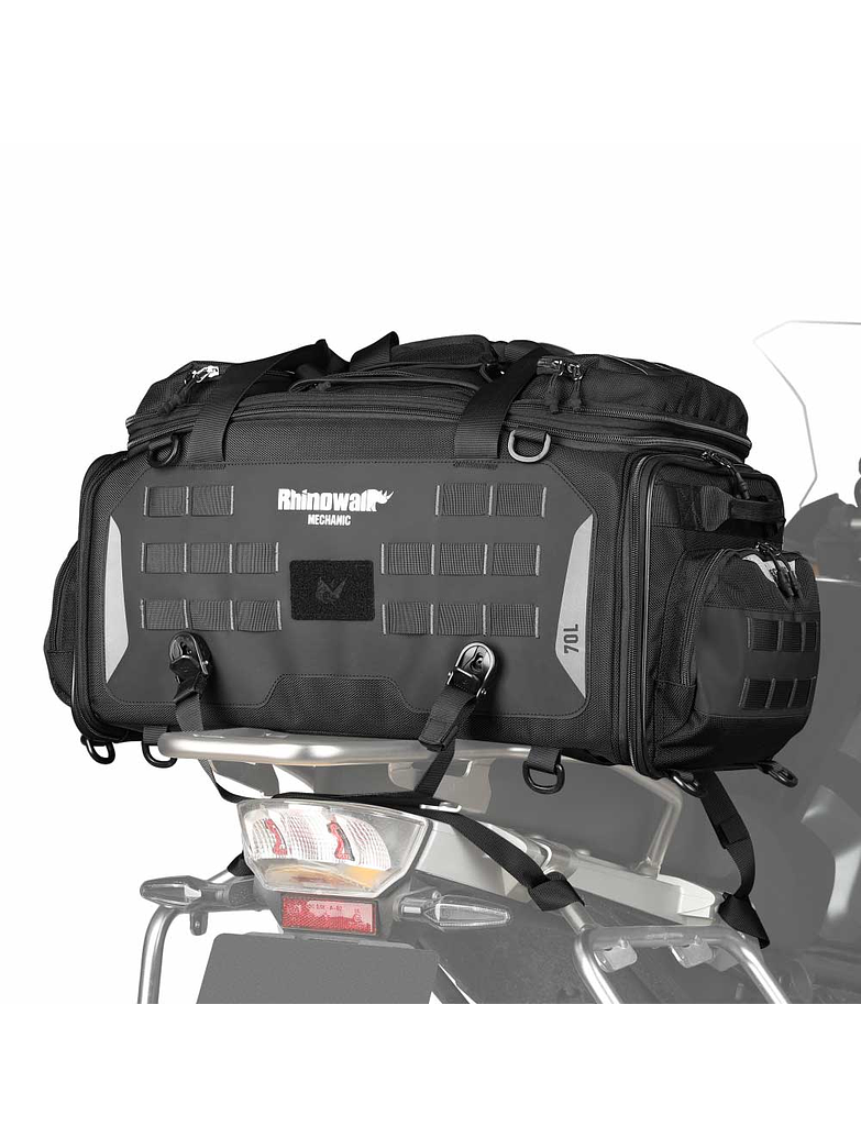 Bolso para moto Rhinowalk expandible de 50 a 70 lt - Impermeable y resistente  1