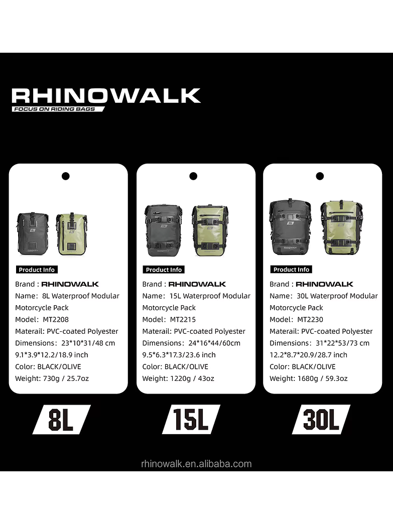 Bolso Impermeable Rhinowalk 15  litros (DESCUENTO PREVENTA 10% - ENTREGAS MEDIADOS NOVIEMBRE) 8