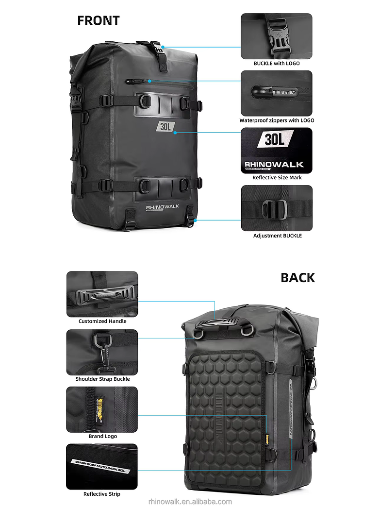 Bolso Impermeable Rhinowalk 30  litros (DESCUENTO PREVENTA 10% - ENTREGAS MEDIADOS NOVIEMBRE) 3