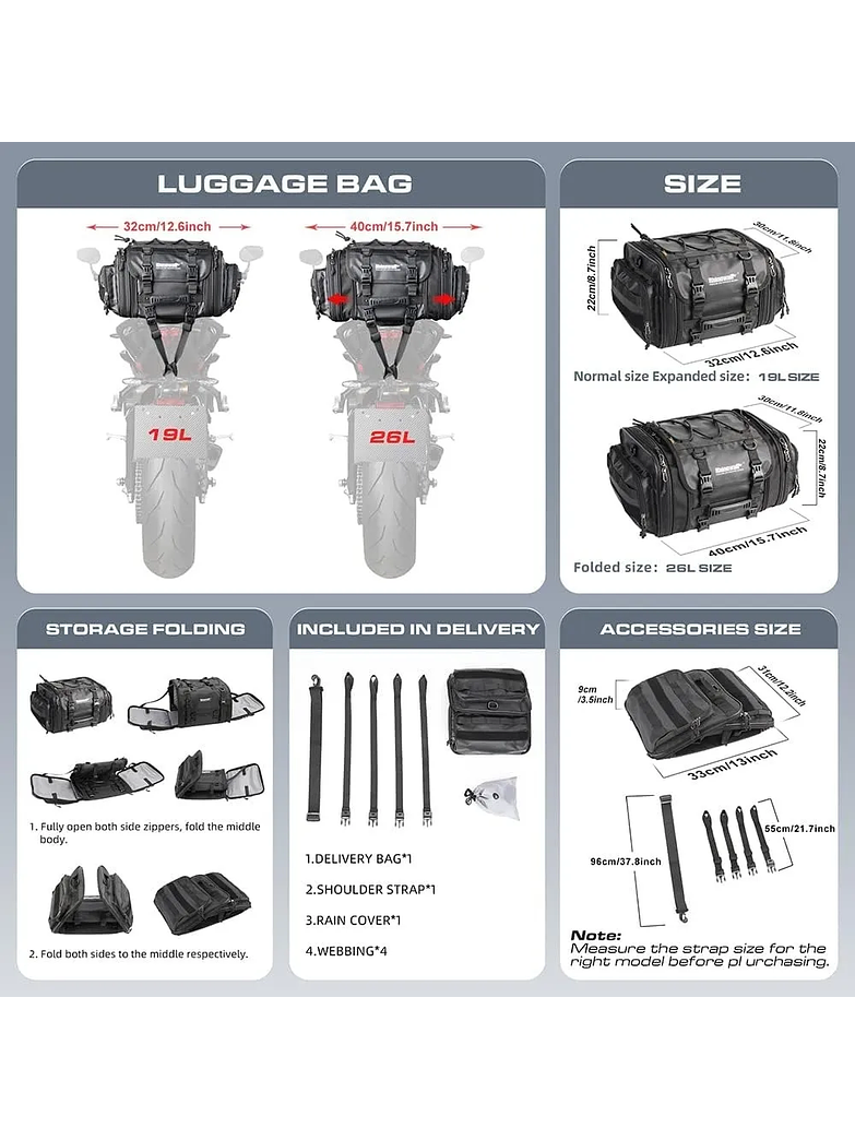 Bolsa de Motocicleta Rhinowalk 19-26L (Color Verde Oliva)  4