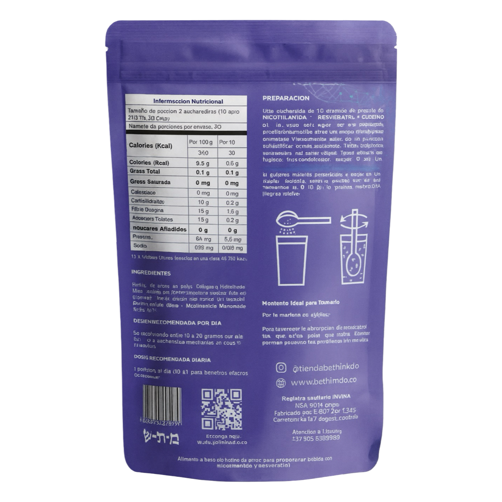 PROMO X 2 Eterna Blend Mezcla en Polvo de 300 gr de Nicotinamida Mononucleótido (NMN) + Resveratrol + Colágeno Hidrolizado