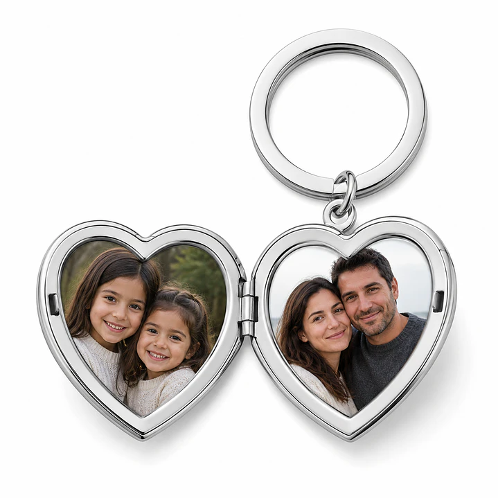 Llavero Recuerdos Corazón + Personalización Fotos + Packaging Regalo 2