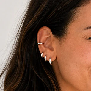 Pack Trío Argollas Bianca Huggies + Ear Cuff Bold