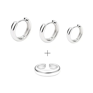 Pack Trío Argollas Bianca Huggies + Ear Cuff Bold
