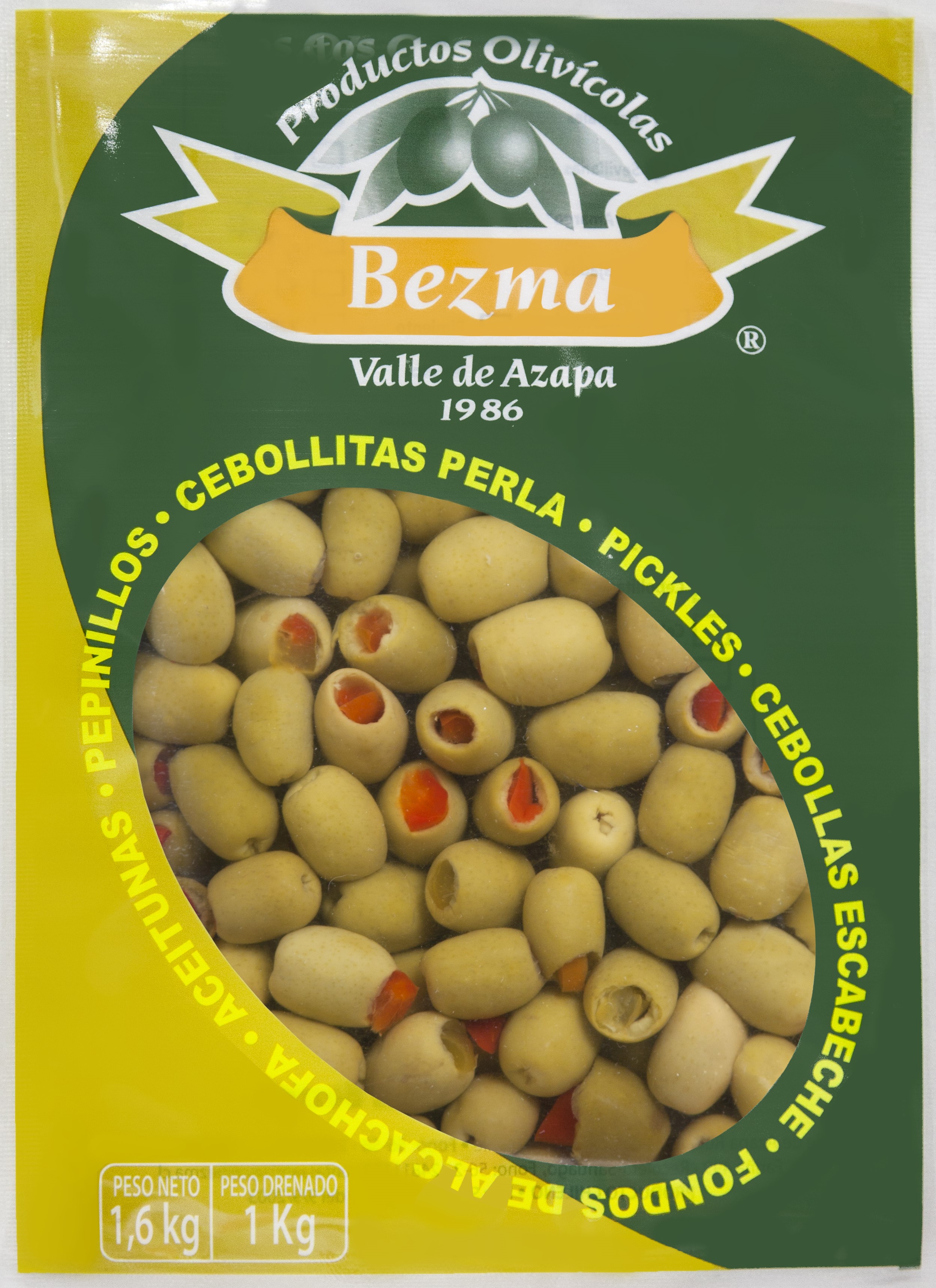 Aceitunas Sevillanas Rellenas con Rocoto Bolsa 1 Kg.