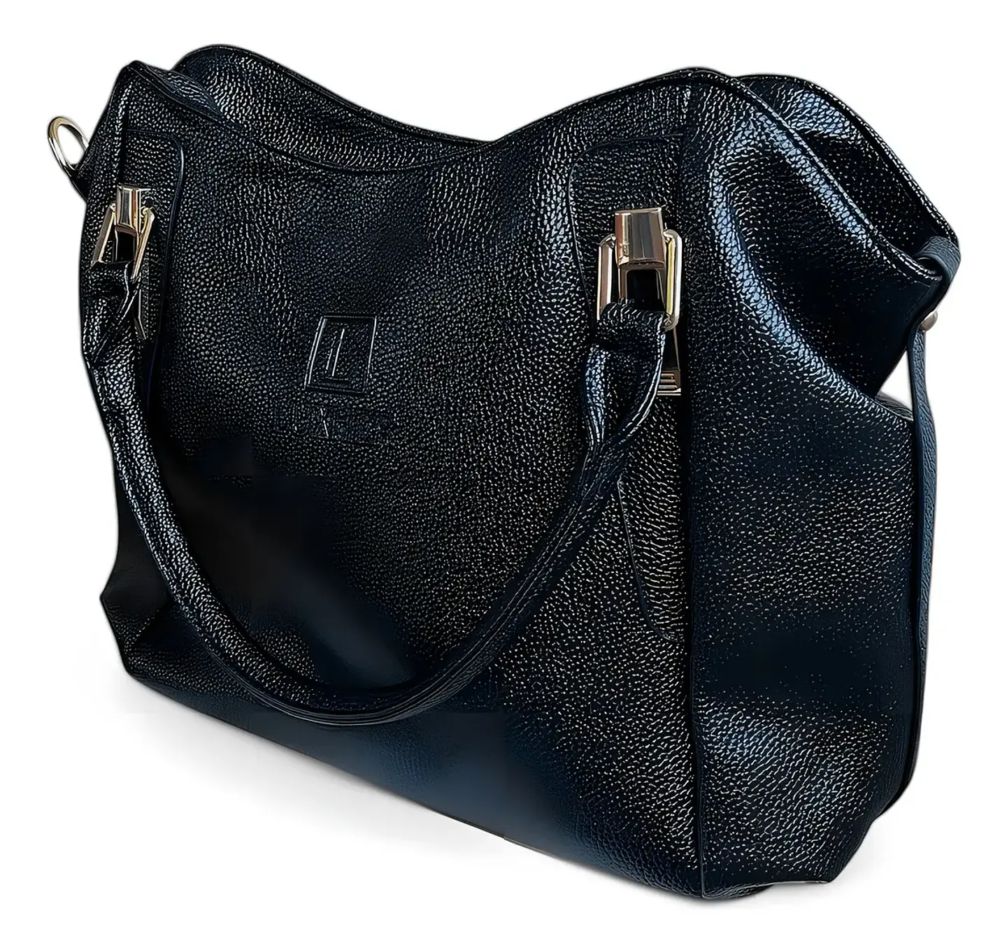 Cartera Luxher Elegante Moda Lujo Eco Cuero Mod. Osaka Negro Texturizado 2