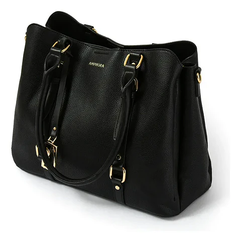 Allis Cartera Tipo Dos Asas Tres Divisiones Negro Negro
