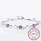 Pulsera De Plata Fina 925 Amatista Lila Púrpura Diámetro 17 cm - Miniatura 1