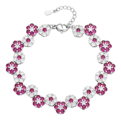 Pulsera Flores Plata 925 Turmalina Flor Cerezo Dama Joyas