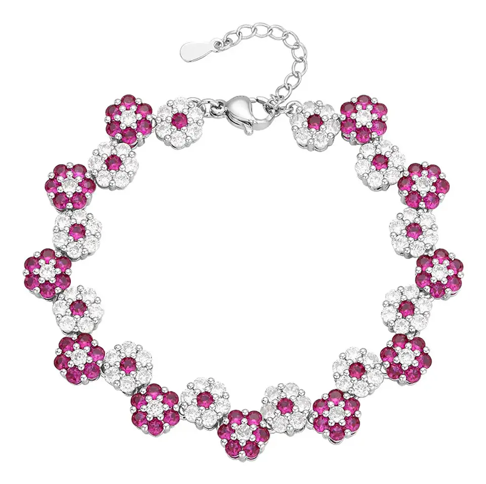 Pulsera Flores Plata 925 Turmalina Flor Cerezo Dama Joyas 1