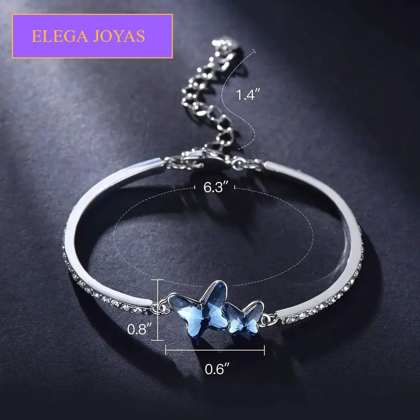 Pulsera Cristal De Swarovski Mariposa Rodinado Joya Mujer 2