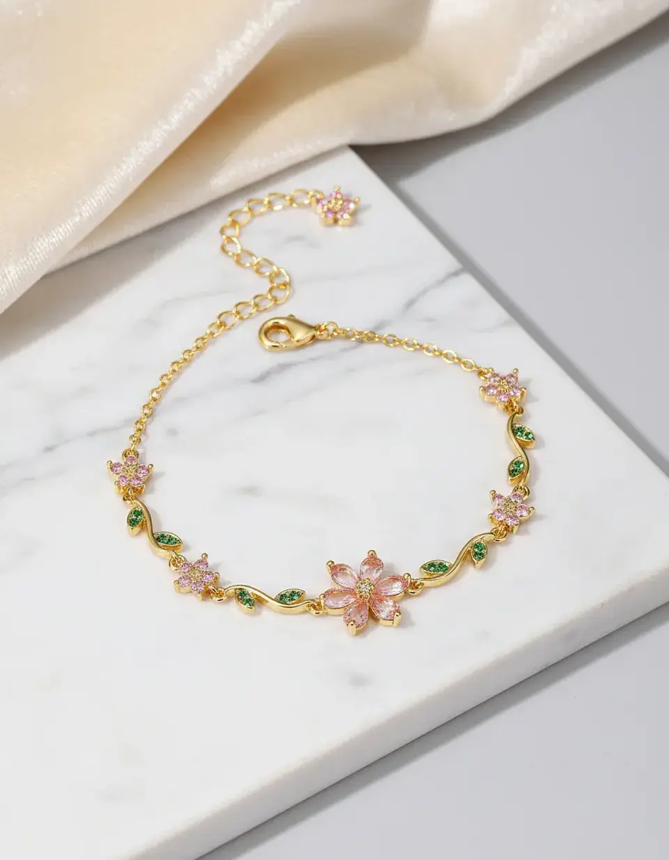 Pulsera Circonita Corte Elegante Chapada En Oro/plata 2