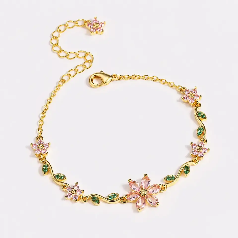Pulsera Circonita Corte Elegante Chapada En Oro/plata 3