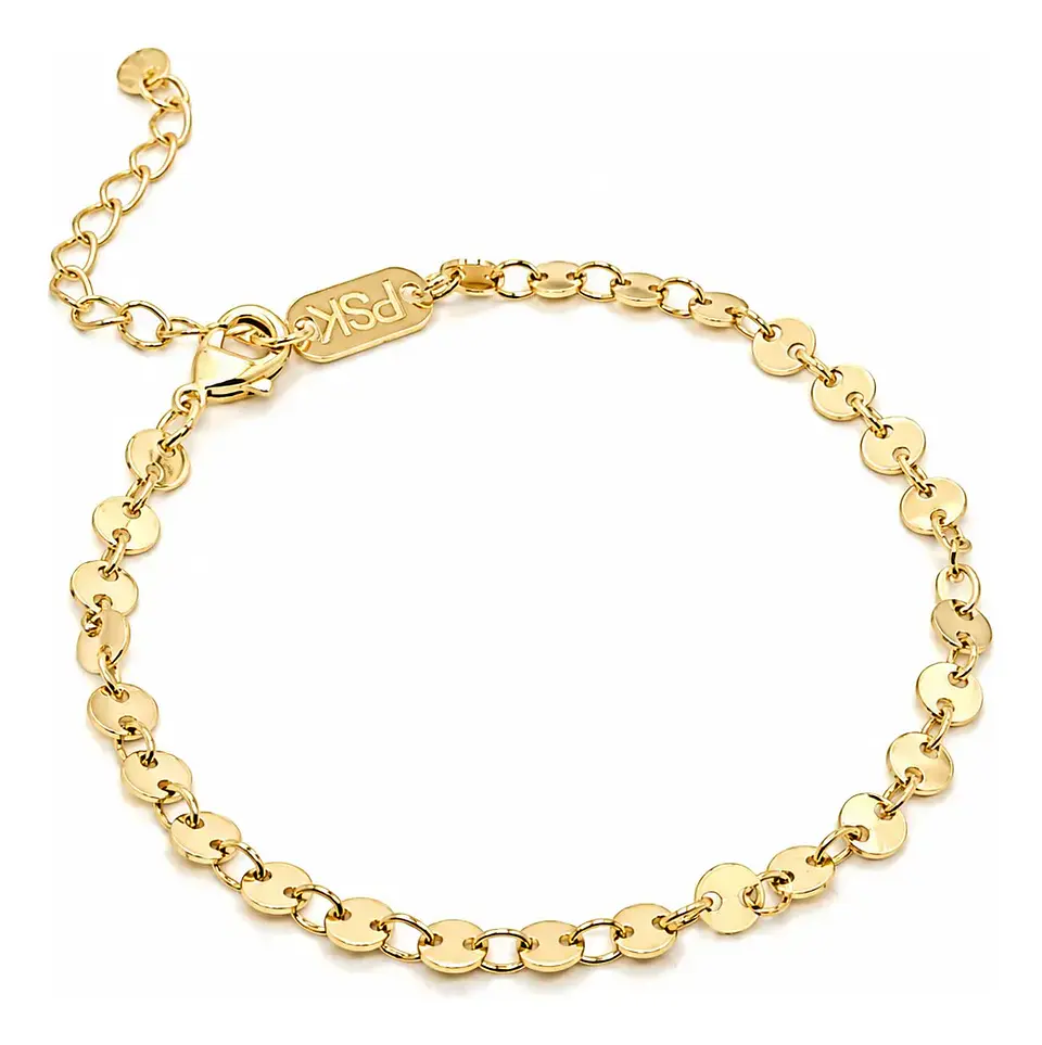 Pulsera Mujer Círculos Enchape Oro 18kt Psk Amarillo 16 Cm 2