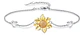 Pulsera Plata Esterlina 925 Flor Girasol Corazón Brazalete Color Plateado Diámetro 6 Cm Largo 19 - Miniatura 1