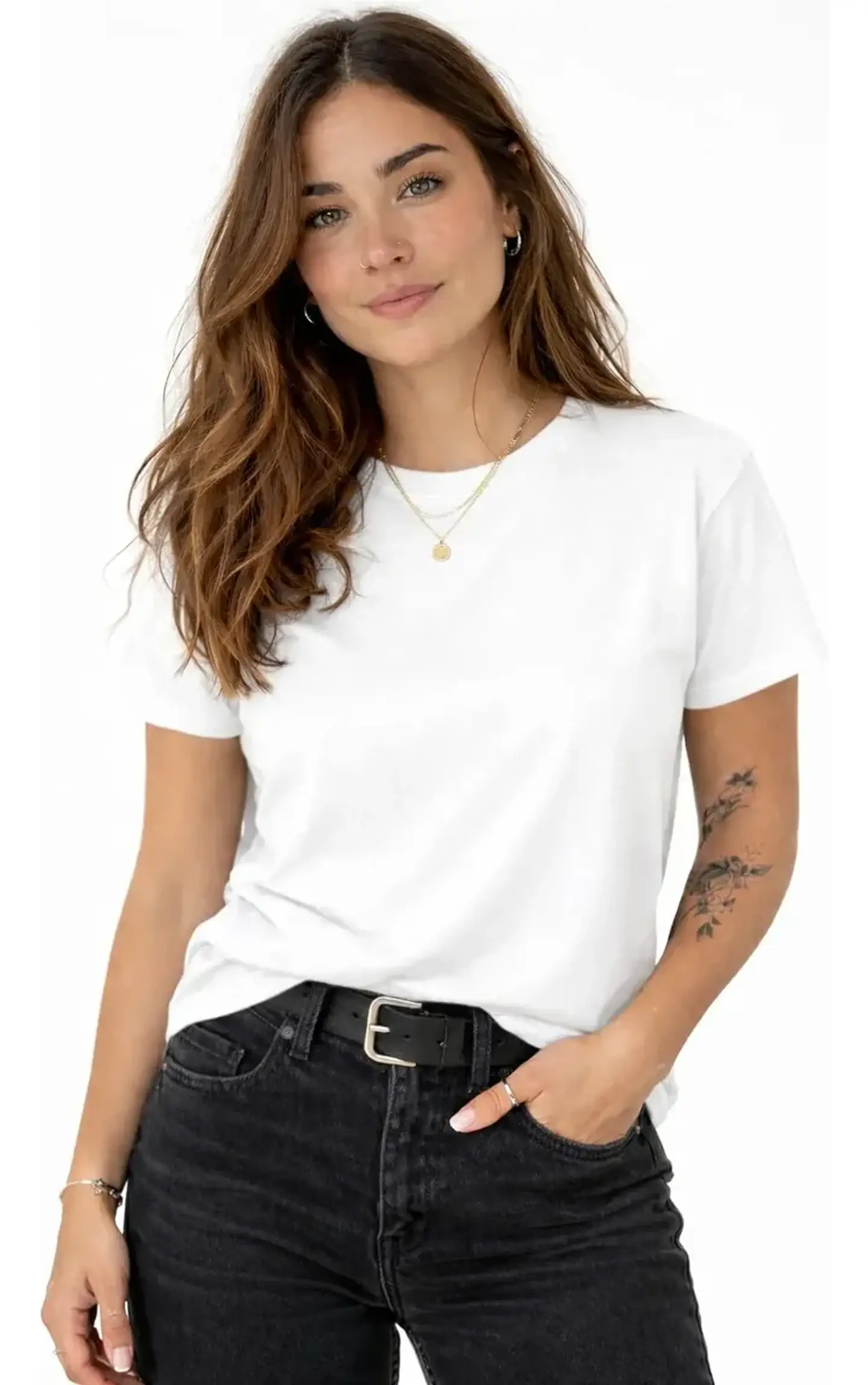 Poleras Basicas Mujer Cuello Redondo 100% Algodon Estampa 1