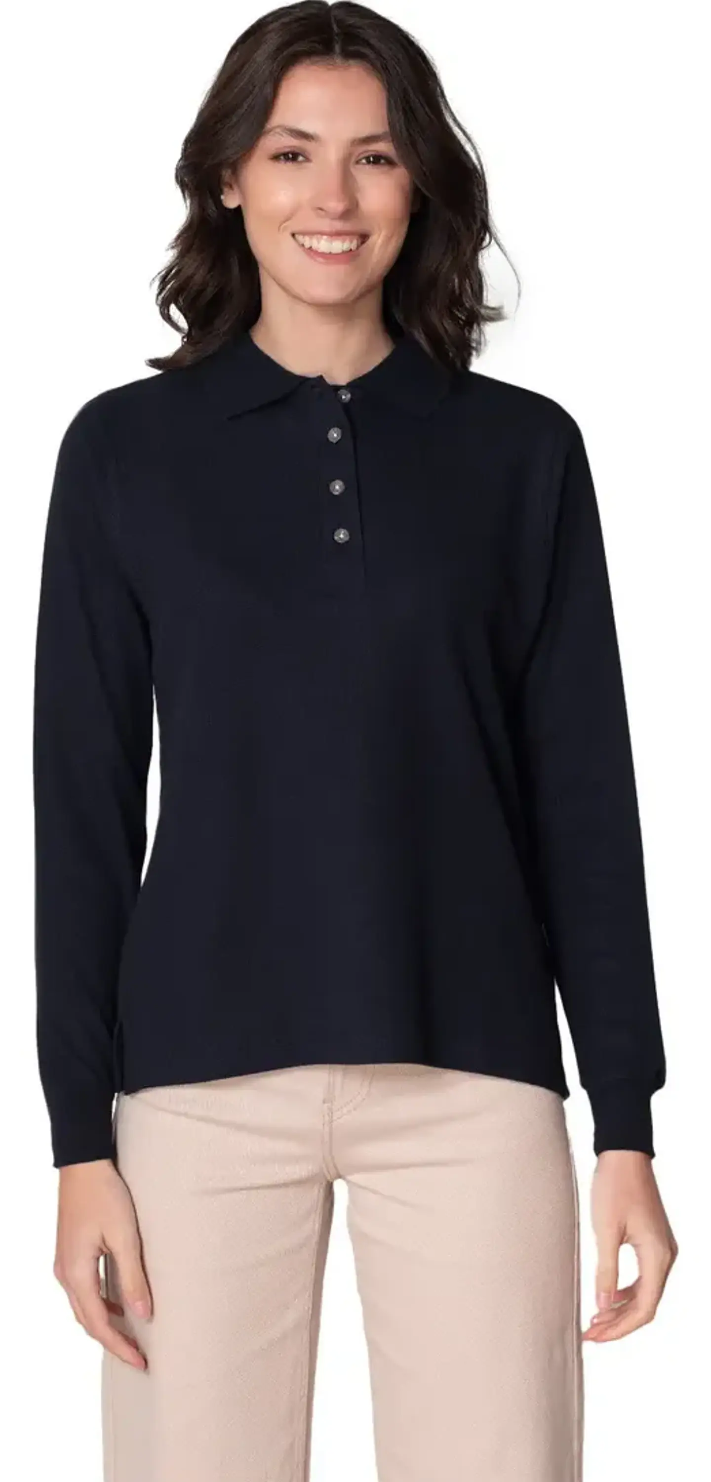 Polera Piqué Manga Larga Premium Textura Suave Mujer Uv+ 1