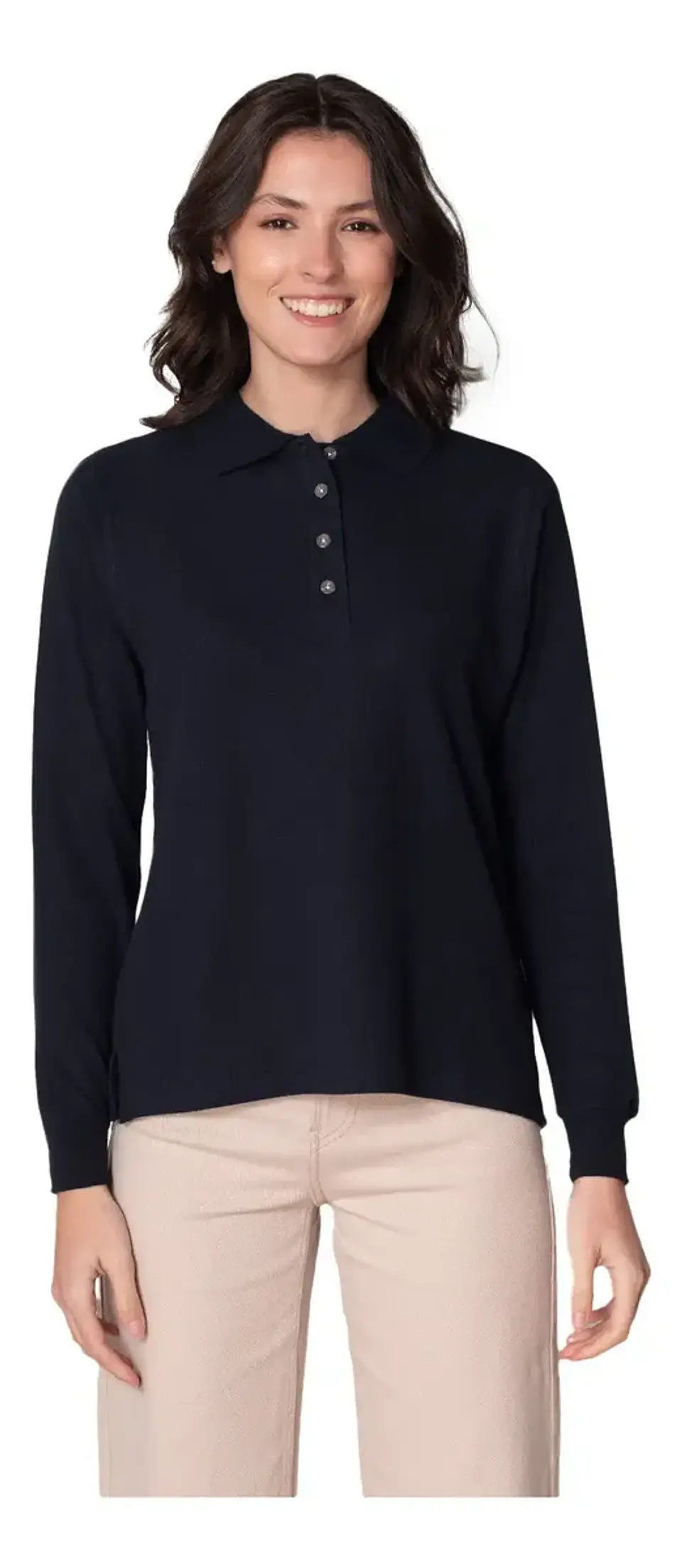 Polera Piqué Manga Larga Premium Textura Suave Mujer Uv+ 1