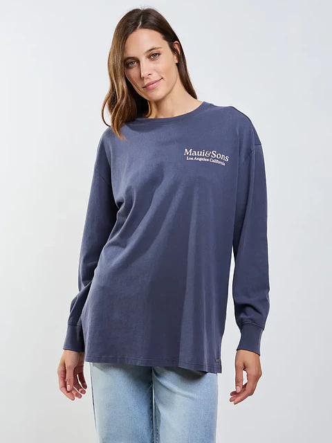 Polera Ml Bouvet Gris Mujer Maui And Sons