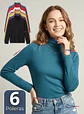 Pack 6 Poleras Polar Cuello Beatle Manga Larga Surtido Mujer - Miniatura 1