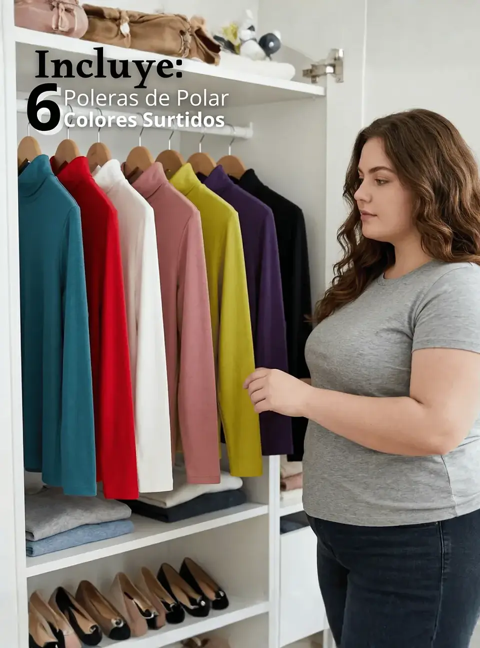 Pack 6 Poleras Polar Cuello Beatle Manga Larga Surtido Mujer 3